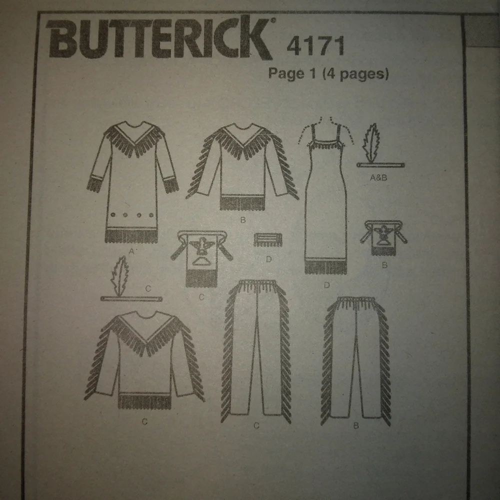Butterick 4172 Native American costumes. Child sizes.